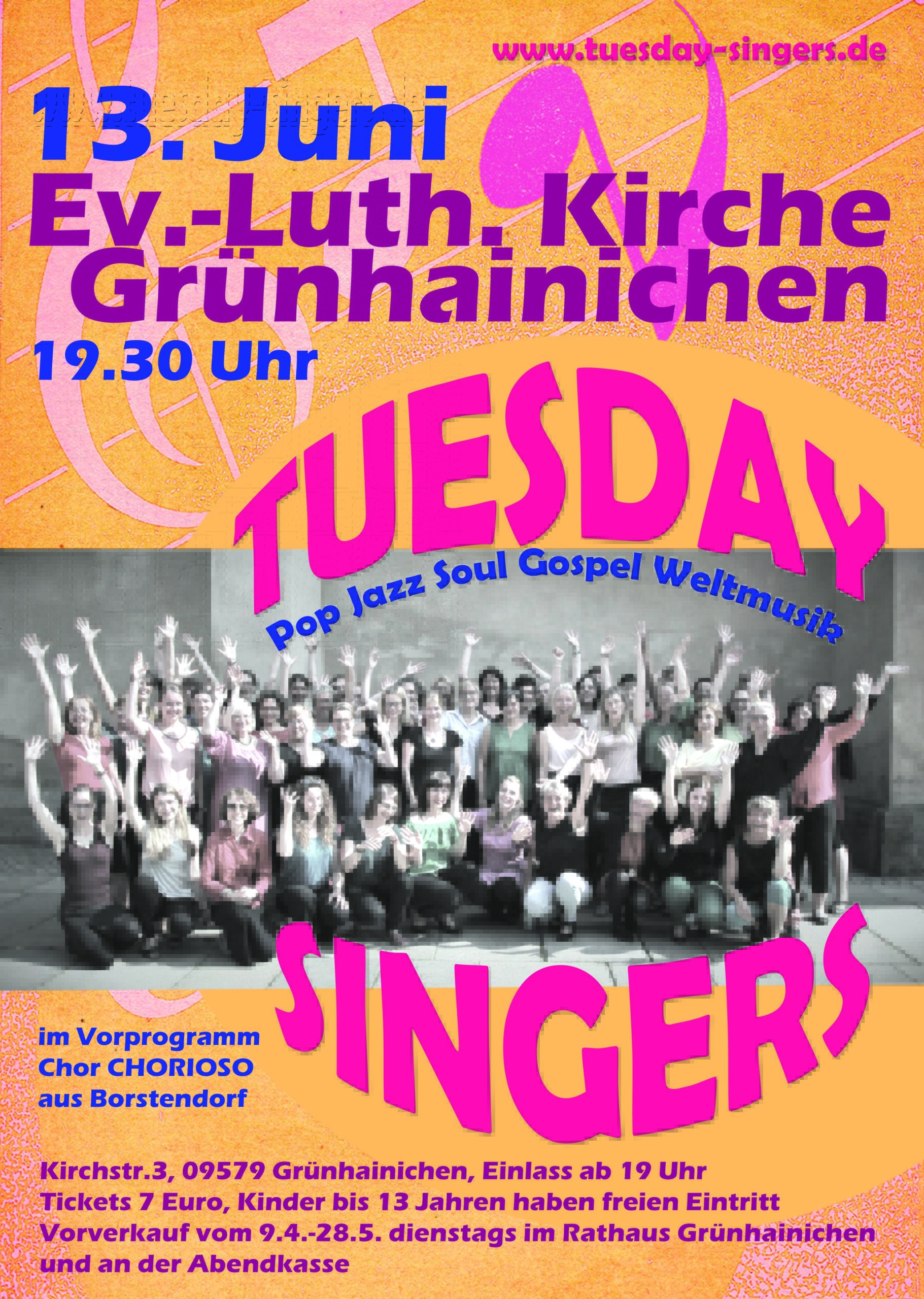 HEIMATFEST - Konzert der "Tuesday Singers" in Grünhainichen am 13.06.2024