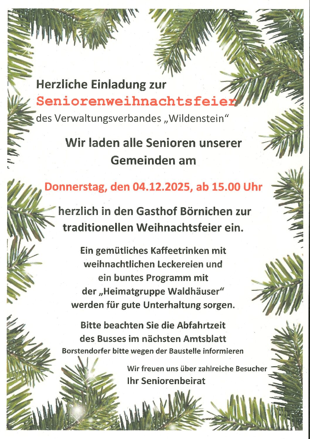 LEBENDIGER ADVENTSKALENDER-Seniorenweihnachtsfeier am 4.12.2025