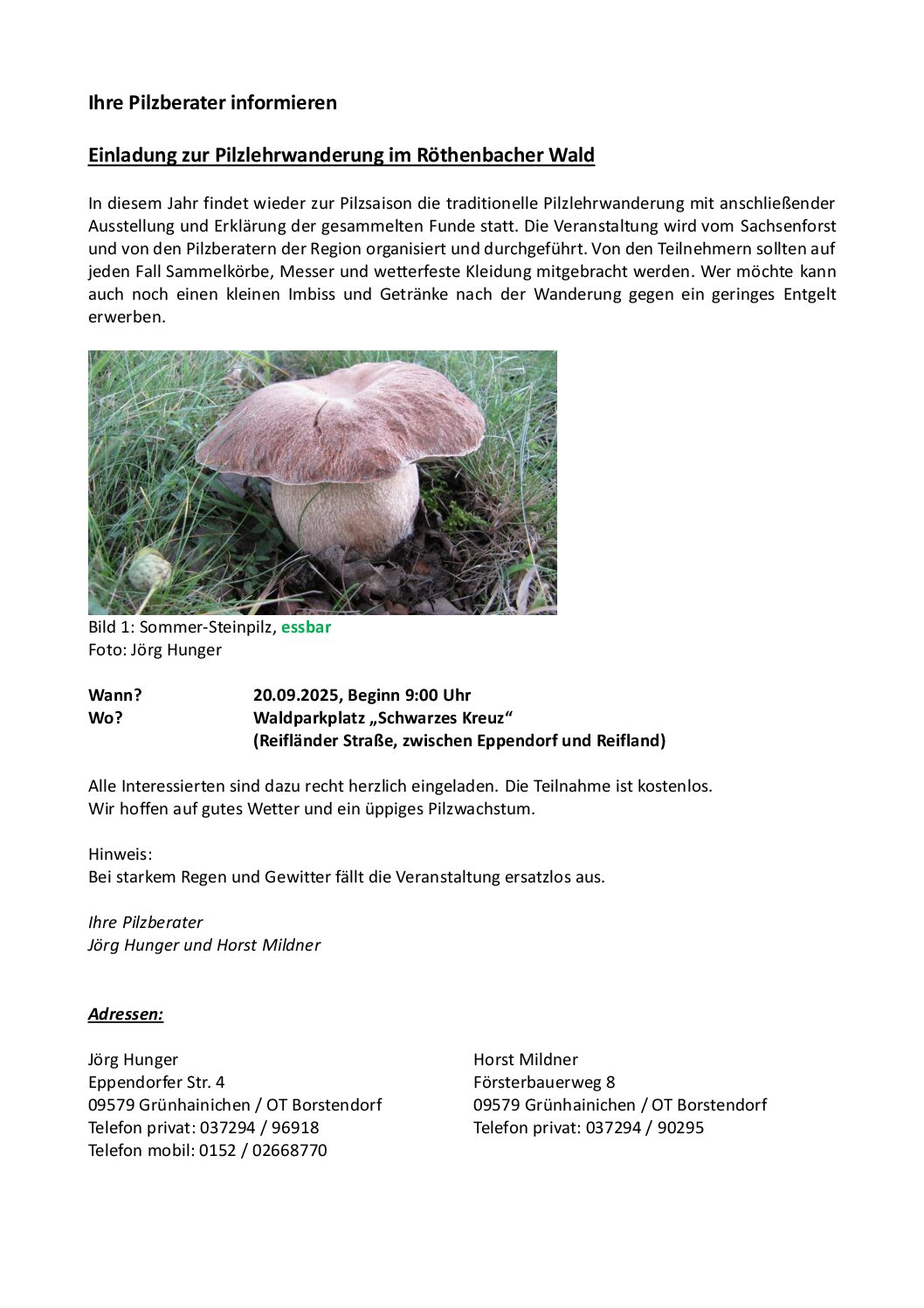 PILZLEHRWANDERUNG im Röthenbacher Wald am 20.09.2025