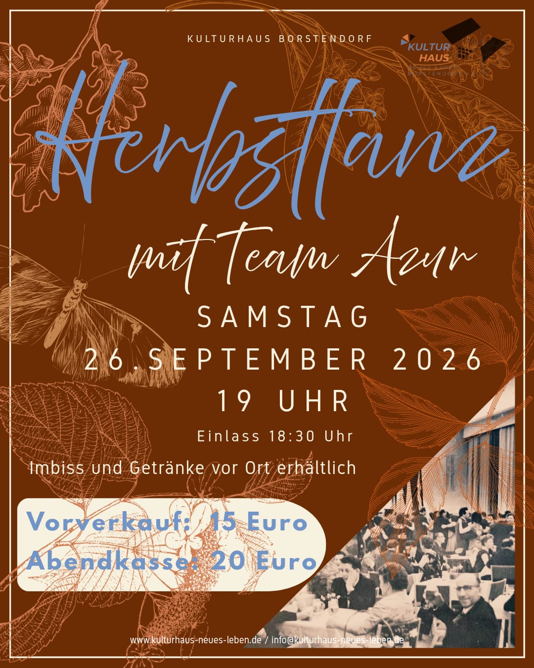 Tanzabend am 26.09.2026 im Kulturhaus Borstendorf