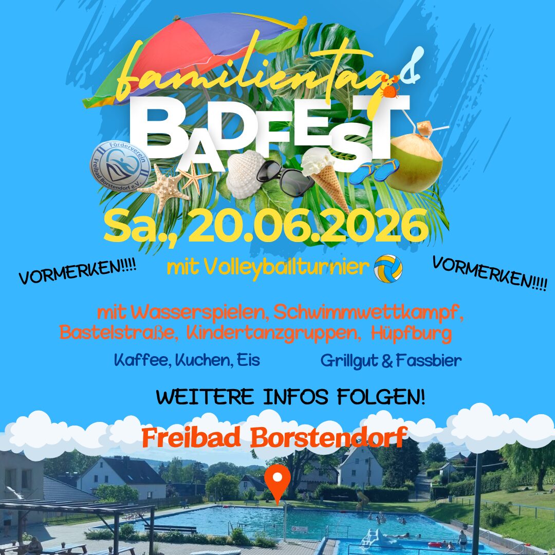 Familientag mit Saisoneröffnung im Freibad Borstendorf am 20.06.2026