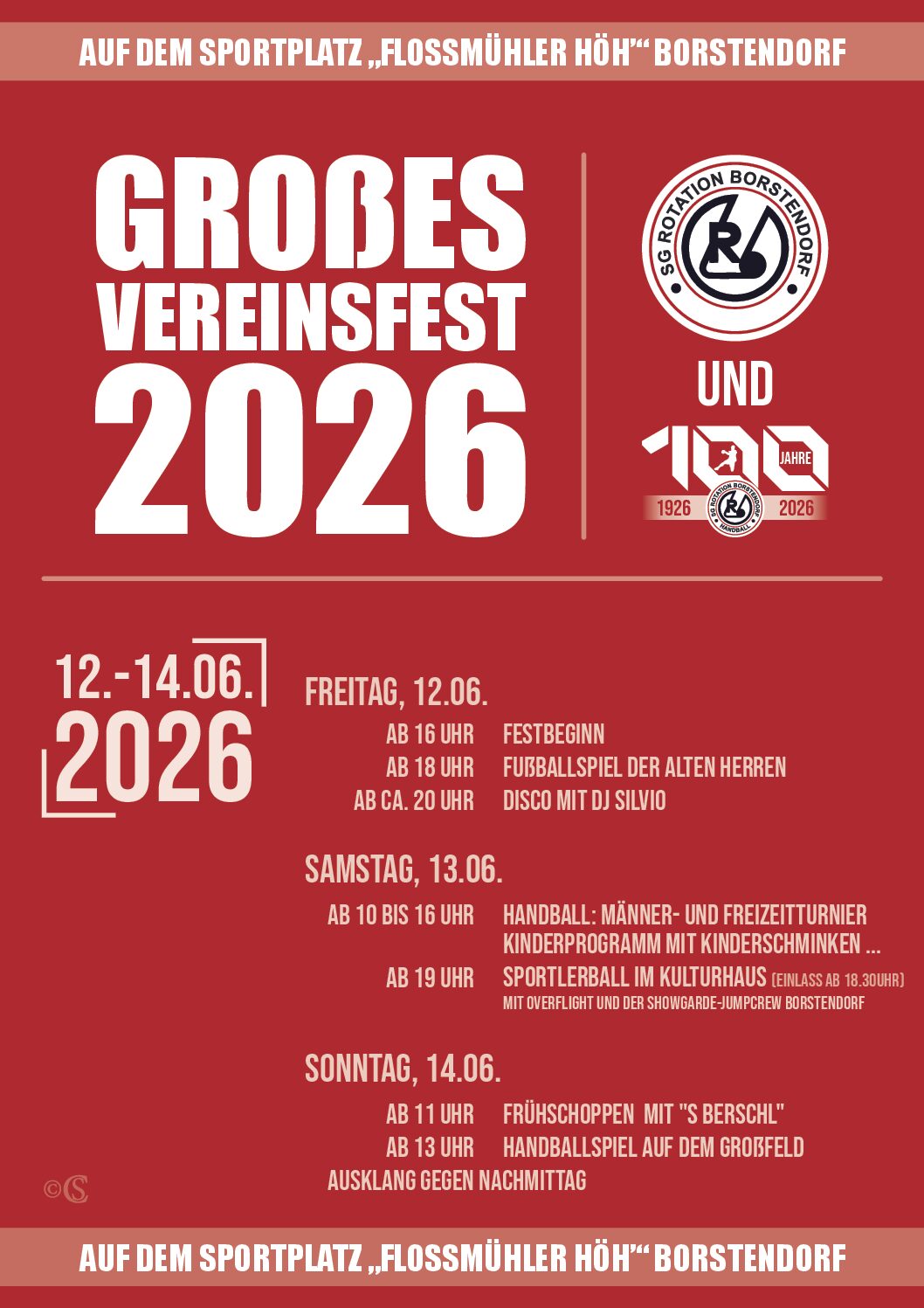 Großes Vereinsfest 2026 "100 Jahre Handball in Borstendorf " vom 12.-14.06.2026